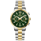 Branded wrist watch for men in pakistan. A silver and gold Monarch Chrono watch with a two-tone stainless steel band and a round dial.