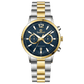 Branded wrist watch for men in pakistan. A silver and gold Monarch Chrono watch with a two-tone stainless steel band and a round dial.
