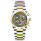 A branded watch with a stainless steel band and a silver-colored dial featuring a chronograph movement, day-date display, and a gold-tone case. Discover timezone watches: elegant branded wrist watches for men in pakistan.