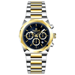 A Timezone Watches branded watch with a stainless steel band and a silver-colored dial featuring a chronograph movement, day-date display, and a gold-tone case.
Discover timezone watches: elegant branded wrist watches for men in pakistan.