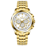 A gold-toned Timezone watch with a stainless steel band and a chronograph movement. Discover timezone watches: elegant branded wrist watches for men in pakistan.