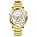 A gold-toned Timezone watch with a stainless steel band and a chronograph movement. Discover timezone watches: elegant branded wrist watches for men in pakistan.