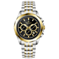A timezone chronograph watch with a stainless steel band and bracelet, featuring a silver dial with gold-tone hands and markers. Discover timezone watches: elegant branded wrist watches for men in pakistan.