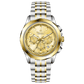 A Timezone chronograph watch with a stainless steel band and bracelet, featuring a silver dial with gold-tone hands and markers. Discover timezone watches: elegant branded wrist watches for men in pakistan.