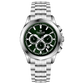 A stainless steel timezone chronograph watch with a silver dial, multiple sub-dials, and a date display. Discover timezone watches: elegant branded wrist watches for men in pakistan.