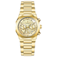 A gold-toned watch with a stainless steel band and a chronograph movement. It features a sophisticated design with a clear dial and a date display. Discover timezone watches: elegant branded wrist watches for men in pakistan