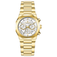 A gold-toned watch with a stainless steel band and a chronograph movement. It features a sophisticated design with a clear dial and a date display. Discover timezone watches: elegant branded wrist watches for men in pakistan