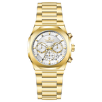 A gold-toned watch with a stainless steel band and a chronograph movement. It features a sophisticated design with a clear dial and a date display. Discover timezone watches: elegant branded wrist watches for men in pakistan