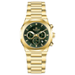 A gold-toned watch with a stainless steel band and a chronograph movement. It features a sophisticated design with a clear dial and a date display. Discover timezone watches: elegant branded wrist watches for men in pakistan