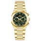 A gold-toned watch with a stainless steel band and a chronograph movement. It features a sophisticated design with a clear dial and a date display. Discover timezone watches: elegant branded wrist watches for men in pakistan