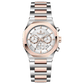 Branded wrist watches for men in pakistan. A Voltamic Timecraft watch with a silver and rose gold stainless steel band and a silver dial.