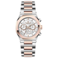 Branded wrist watches for men in pakistan. A Voltamic Timecraft watch with a silver and rose gold stainless steel band and a silver dial.
