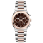 Branded wrist watches for men in pakistan. A Voltamic Timecraft watch with a silver and rose gold stainless steel band and a silver dial.