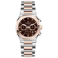 Branded wrist watches for men in pakistan. A Voltamic Timecraft watch with a silver and rose gold stainless steel band and a silver dial.