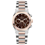 Branded wrist watches for men in pakistan. A Voltamic Timecraft watch with a silver and rose gold stainless steel band and a silver dial.