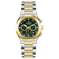 Discover timezone watches: elegant branded wrist watches for men in pakistan. A silver-toned stainless steel watch with a gold-tone band and dial, featuring a chronograph movement and a date display.