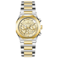Discover timezone watches: elegant branded wrist watches for men in pakistan. A silver-toned stainless steel watch with a gold-tone band and dial, featuring a chronograph movement and a date display.
