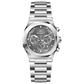 A silver stainless steel watch with a chronograph function, a date display, and a stainless steel band. Discover timezone watches: elegant branded wrist watches for men in pakistan