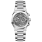 A silver stainless steel watch with a chronograph function, a date display, and a stainless steel band. Discover timezone watches: elegant branded wrist watches for men in pakistan
