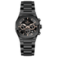 Branded wrist watches for men in pakistan. A black analog chronograph watch with a stainless steel band and a dial featuring multiple subdials and a date display.