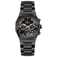 Branded wrist watches for men in pakistan. A black analog chronograph watch with a stainless steel band and a dial featuring multiple subdials and a date display.