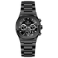Branded wrist watches for men in pakistan. A black analog chronograph watch with a stainless steel band and a dial featuring multiple subdials and a date display.