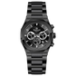 Branded wrist watches for men in pakistan. A black analog chronograph watch with a stainless steel band and a dial featuring multiple subdials and a date display.
