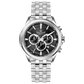 A stainless steel Timezone watch with a silver dial, featuring a date display and a textured band. Discover timezone watches: elegant branded wrist watches for men in pakistan.