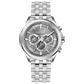 A stainless steel timezone watch with a silver dial, featuring a date display and a textured band. Discover timezone watches: elegant branded wrist watches for men in pakistan.