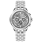 A stainless steel timezone watch with a silver dial, featuring a date display and a textured band. Discover timezone watches: elegant branded wrist watches for men in pakistan.