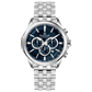 A stainless steel Timezone watch with a silver dial, featuring a date display and a textured band. Discover timezone watches: elegant branded wrist watches for men in pakistan.