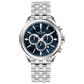 A stainless steel Timezone watch with a silver dial, featuring a date display and a textured band. Discover timezone watches: elegant branded wrist watches for men in pakistan.