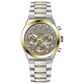 Branded wrist watches for men in pakistan. A silver and gold stainless steel chronograph watch with a two-tone band and a white dial with gold accents.