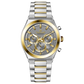 Branded wrist watches for men in pakistan. A silver and gold stainless steel chronograph watch with a two-tone band and a white dial with gold accents.