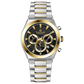 Branded wrist watches for men in pakistan. A silver and gold stainless steel chronograph watch with a two-tone band and a white dial with gold accents.