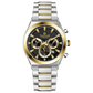 Branded wrist watches for men in pakistan. A silver and gold stainless steel chronograph watch with a two-tone band and a white dial with gold accents.