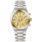 Branded wrist watches for men in pakistan. A silver and gold stainless steel chronograph watch with a two-tone band and a white dial with gold accents.