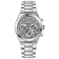 Branded wrist watch for men in pakistan. A silver-colored stainless steel watch with a chronograph dial and a bracelet strap.