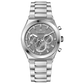 Branded wrist watch for men in pakistan. A silver-colored stainless steel watch with a chronograph dial and a bracelet strap.