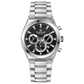 Branded wrist watch for men in pakistan. A silver-colored stainless steel watch with a chronograph dial and a bracelet strap.