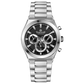 Branded wrist watch for men in pakistan. A silver-colored stainless steel watch with a chronograph dial and a bracelet strap.