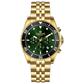 A branded Timezone Watches stainless steel watch with a green dial, gold hands and a date display. Discover timezone watches: elegant branded wrist watch for men in pakistan.