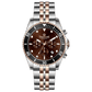 A stainless steel timezone watch with a silver dial, rose gold hands and a rose gold band. Discover timezone watches: elegant branded wrist watches for men in pakistan.