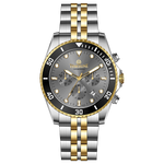 A TIMEZONE branded watch with a stainless steel band and a silver dial featuring black accents and gold accents. The watch has a chronograph function and a date display. A branded Timezone Watches stainless steel watch with a silver dial, rose gold hands and a date display. Discover timezone watches: elegant branded wrist watch for men in pakistan.