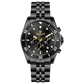 A black stainless steel Timezone watch with a chronograph function, a stainless steel band. A branded Timezone Watches stainless steel watch with a silver dial, rose gold hands and a date display. Discover timezone watches: elegant branded wrist watch for men in pakistan.