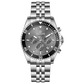 A silver stainless steel chronograph watch with a silver band and a silver case. The watch has a analog-digital display and multiple sub-dials. A branded Timezone Watches stainless steel watch with a silver dial, rose gold hands and a date display. Discover timezone watches: elegant branded wrist watch for men in pakistan.