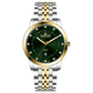 Branded wrist watch for men in pakistan. A two-tone stainless steel Evertime Aura watch with a silver dial, gold casing, and a date display, accompanied by a link strap.