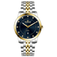 Branded wrist watch for men in pakistan. A two-tone stainless steel Evertime Aura watch with a silver dial, gold casing, and a date display, accompanied by a link strap.