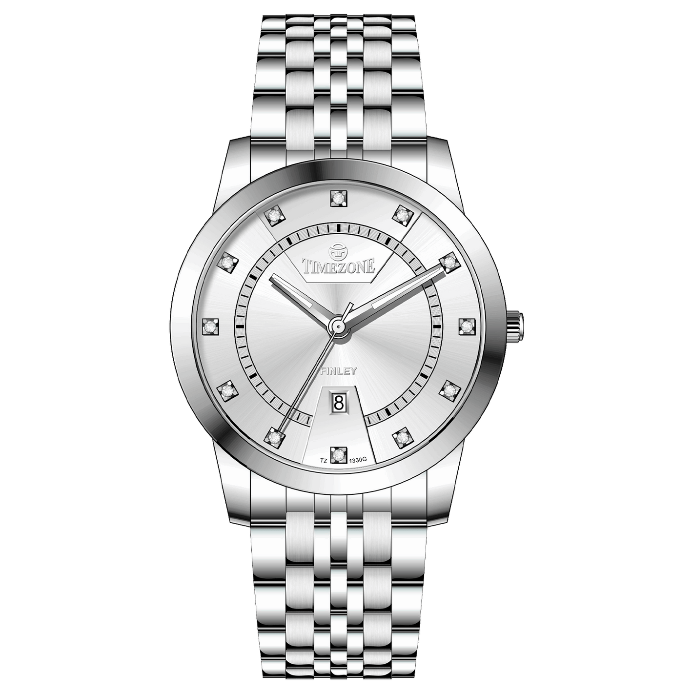 Branded wrist watch for men in pakistan. A silver-colored Evertime watch with a stainless steel band and a crystal mineral glass dial cover.