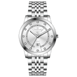 Branded wrist watch for men in pakistan. A silver-colored Evertime watch with a stainless steel band and a crystal mineral glass dial cover.